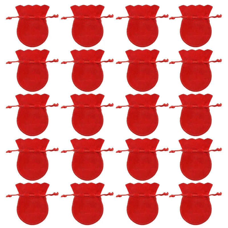 

20 красных бархатных овальных колец и серег, подарок на свадьбу, Сумочка для подарка