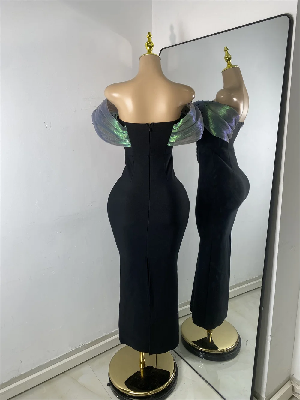 Luxury Diamonds Women Sexy Off Shoulder Bodycon Bandage Black Long Dress  Celebrity Outfit Birthday Party Night Club Prom Gown - AliExpress 200000345