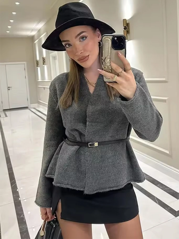 Autumn Winter Long Sleeves Knitted Jacket Coats With Soft Belt Women Elegant Loose Tops Female Casual High Street New Outerwears