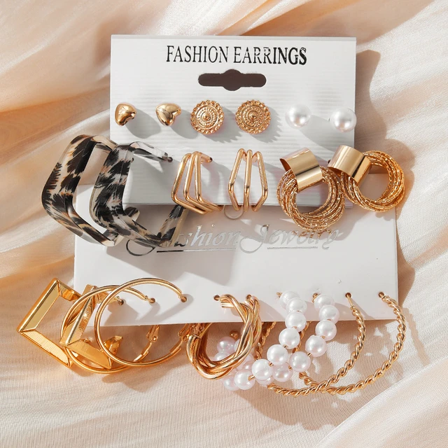 Pendientes de perlas coreanas para mujer, aretes redondos geométricos,  Vintage, Color dorado, joyería de moda, 2024 - AliExpress