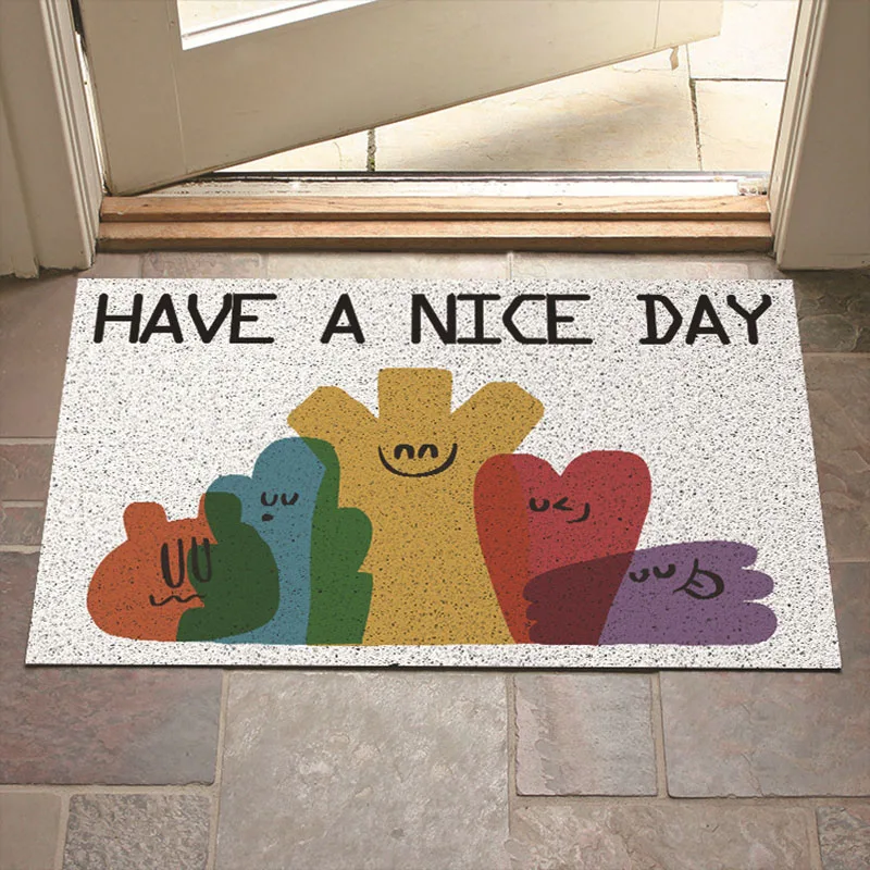 Dopamine Colors PVC Welcome Entrance Doormat Anti-slip Floor Mat for Entry Porch Hallway Entryway Home Decor Dust Removal Carpet