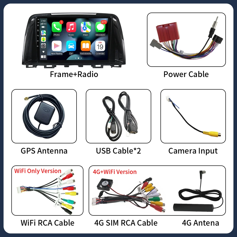 Per Mazda 6 GJ Atenza 2012 2013 2014 2015 2016 2017 Android 16 Carplay Auto Car multimedia Autoradio Lettore video GPS Navigazione - immagine 6