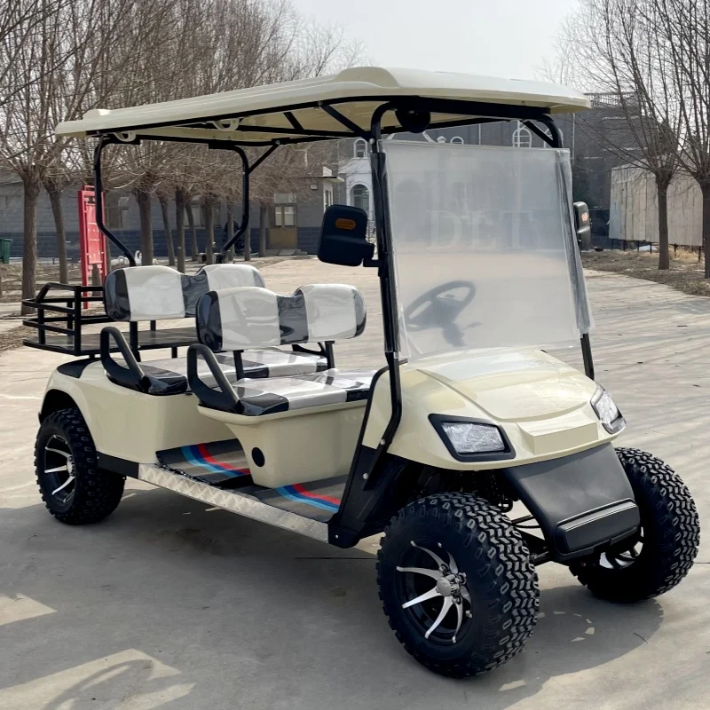 

2024 New Gasoline Water-cooled 4-Seater Sightseeing Car Mini Off-Road Vehicle 350cc Fuel Engine Golf Cart with Storage Basket