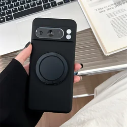 Elegant Magnetic Soft Silicone Ring Stand Bracket with Wireless Charging Capability - Google Pixel 8 Pro (Black)