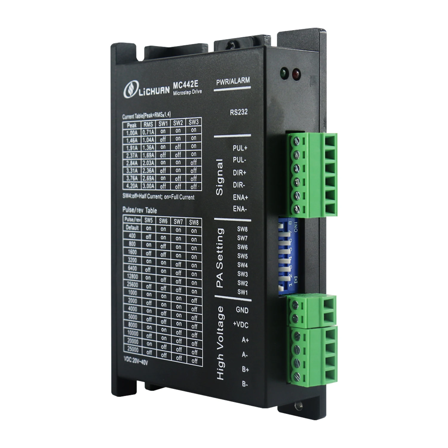 디지털 스테퍼 드라이버 MC442E 4.2A 20-40VDC 네마 17,23 스테퍼 모터 펄스+방향 제어용