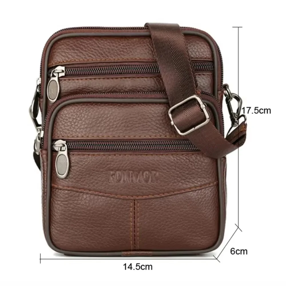 Men's Vintage Genuine Leather Shoulder Bag - High Capacity Crossbody Messenger Bag with Belt, Retro Brown Belt Pack