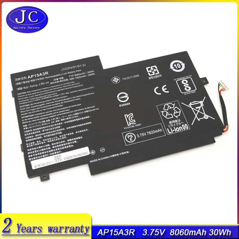 

JCLJF новый аккумулятор AP15A3R для ACER Aspire switch 10E SW3-013P 3,75 V 30Wh 8060mAh