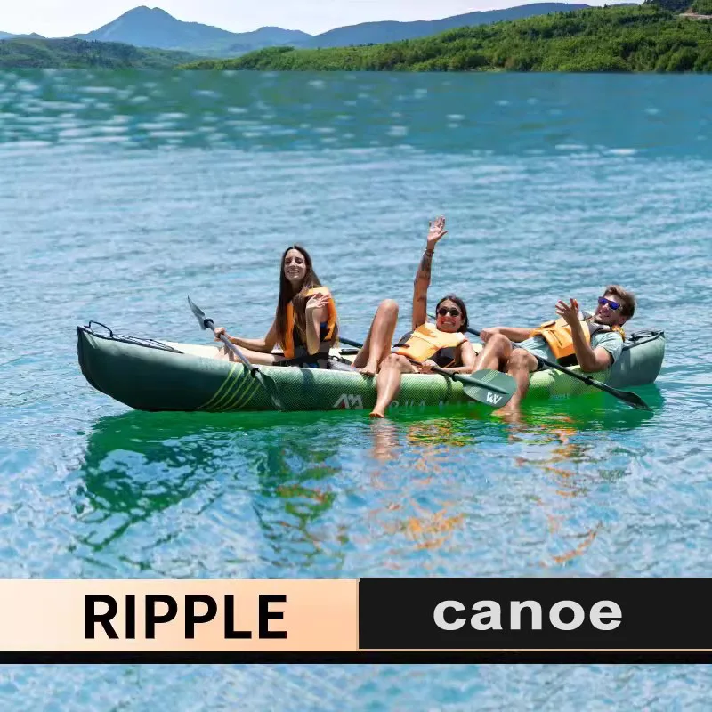 Ripple Canoa Gonfiabile Barca Pesca Sport Kayak 3 Persone Pvc Gommone Zattera Alluminio 2 In 1 Paddle Foot Pump Seat Pvc Laminato