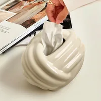 Ceramic Tissue Box Paper Extractor Knot Wool Ball Winding Paper Towel Holder Desktop Storage Ceramic Ornaments Napkin Holder 2