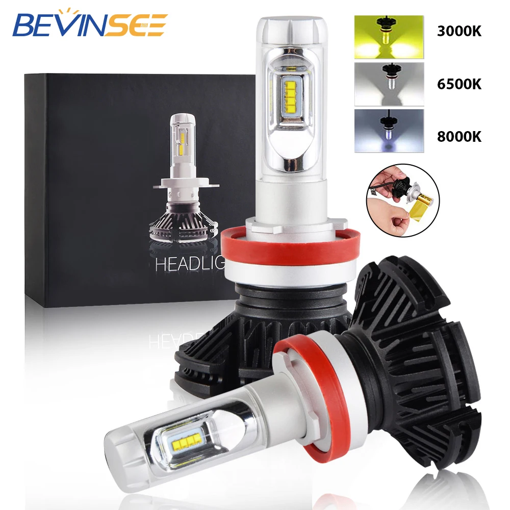 

Bevinsee 3000K+6500K+8000K Light Bulbs On Cars 9005 HB3 9006 HB4 H13 H10 50W Auto High Power Headlamp 3-Colors White Yellow 12V