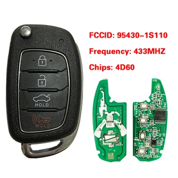 현대 HB20 2016-2019 원격 포브 FCCID 95430-1S110 용 오리지널 PCB 플립 키, 433MHZ DST 4D60 80 비트 칩, CN020051, 4 단추
