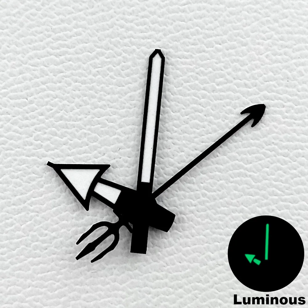 Mermaid/Harpoon Green Luminous Watch Hands Set in Multicolor Finish