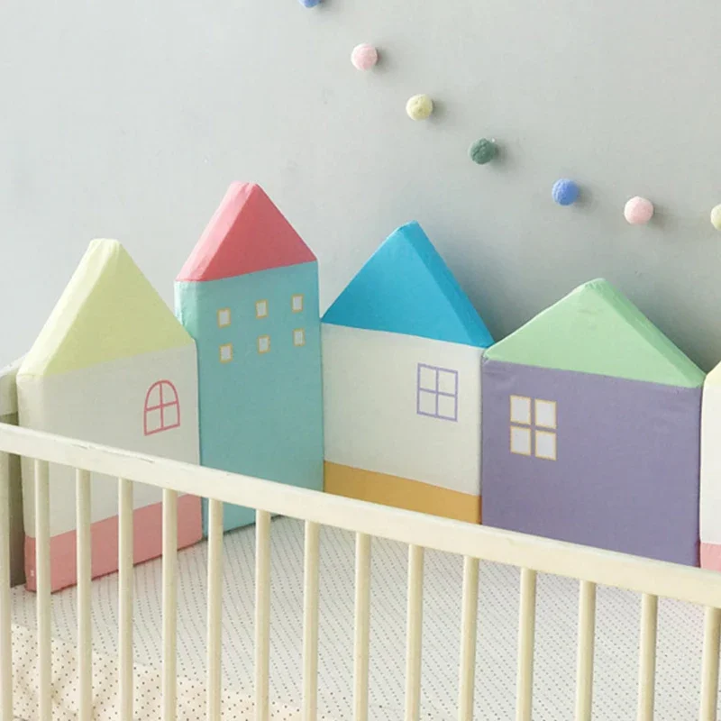 Cotton Baby Bumper Crib Protector Korean 4 Piece House Shape Cot Crib Fence Soft Anti-collision Detachable Washable Bed Surround crib bumper