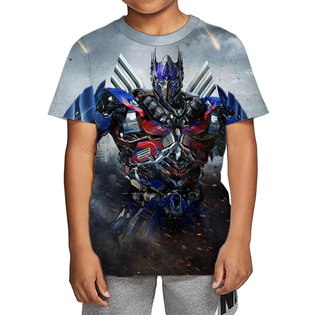 Transformers Optimus Prime Bumblebee 3D Printed Children's T-shirt, Boys' Fashion Casual Comfortable Top 2025 New Edition 4