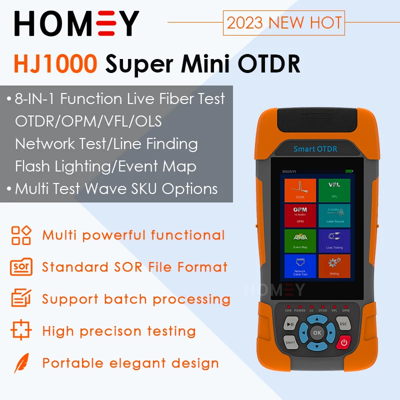 Mini OTDR 1310/1550/1610/1625/1650nm 24/22db OTDR Active Fiber Reflectometer Live Test VFL OLS OPM IOLA Event Map Ethernet