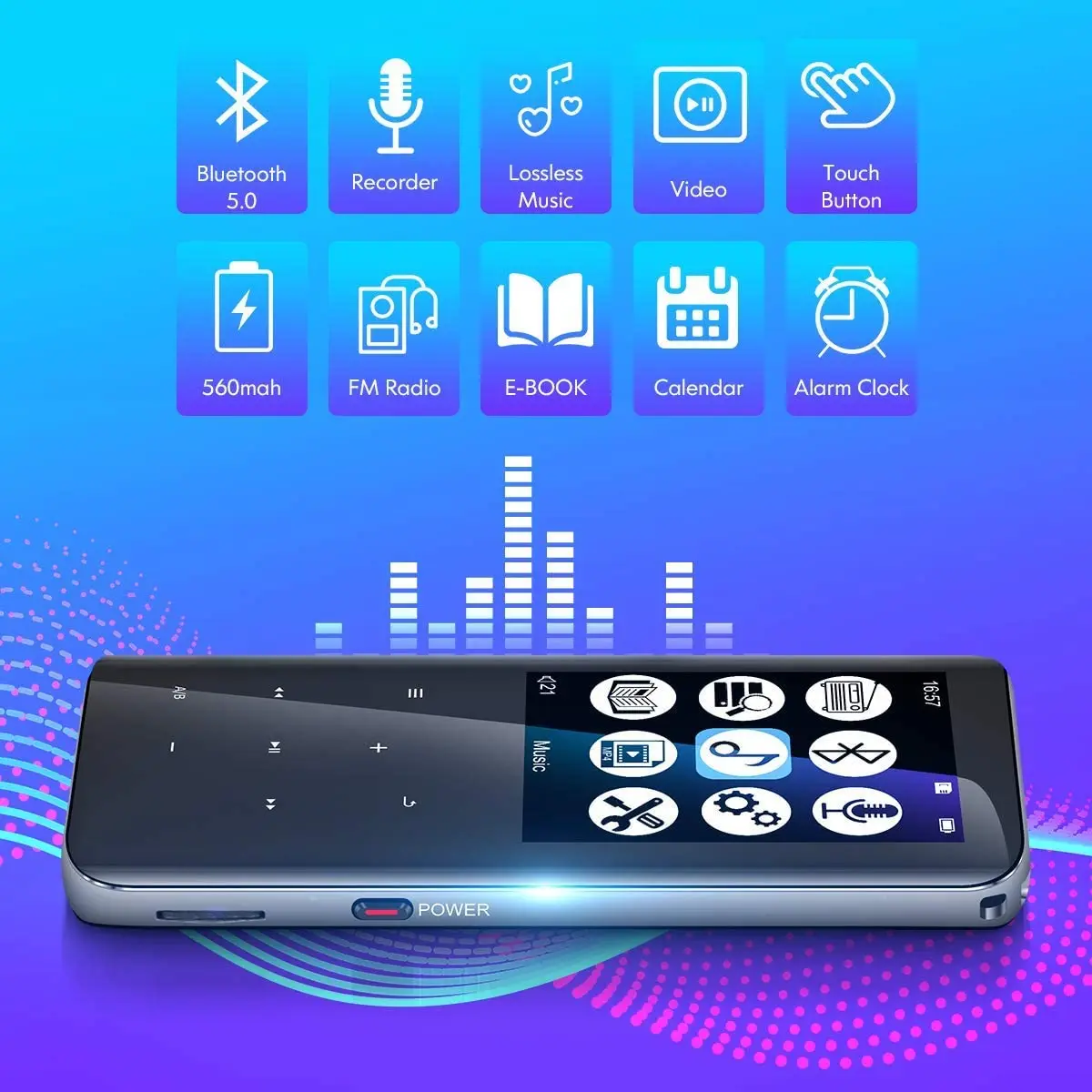 X8 MP4 player with Bluetooth 8GB 16GB 32GB Music Player with Touch Key FM Radio Video Play E-book HiFi Player MP4 Walkman