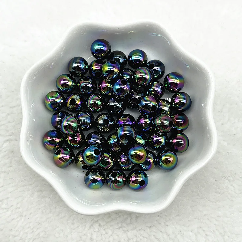 Spacer beads 50pcs 8mm mixed colour AB round acrylic for jewelry making DIY handmade bracelets accessories
