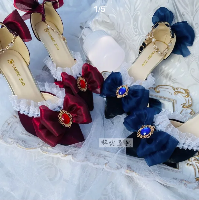 ロリータ-女性用ハイヒール,エレガントな先のとがったサンダル,高級靴