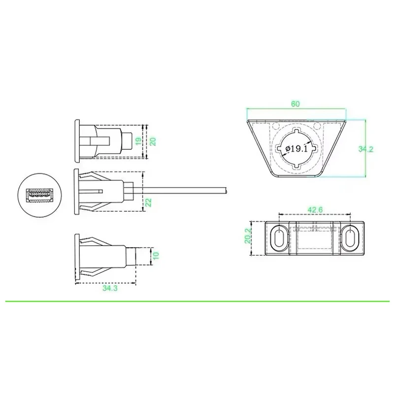 USB 2.0 A 암수 플러시 패널 마운트 데이터 익스텐션 케이블, 버클 포함, 자동차 트럭 보트 오토바이 대시 보드용, 1m, 2m