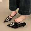 2025 Flower Pointed Toe High Heels Women Luxury Designer Sandals Female Summer Elegant Fashion Pumps Flower Mule Slippers Women 4