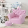 Kids Sofa Set with Footstool, Princess Sofa with Diamond Decoration, Pink 3
