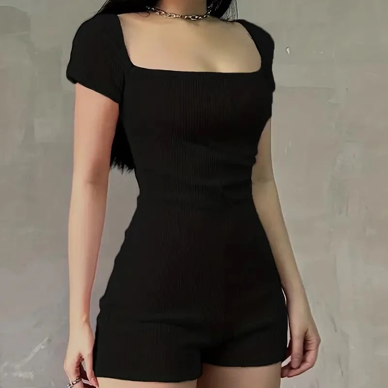 

Sexy Casual O-neck A-word Short-sleeved Mini Dress Y2k Fashion Party Nightclub Hip Short Dress Street Solid Color Tight Dress