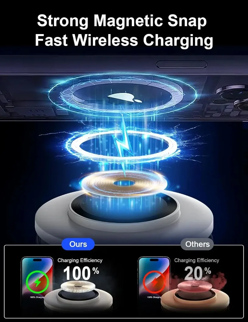 5-in-1 Magnetic Bluetooth 5.4 Speaker Wireless Charging Night Light Charger For iPhone 17 16 15 14 13 12 Apple Watch AirPods Pro