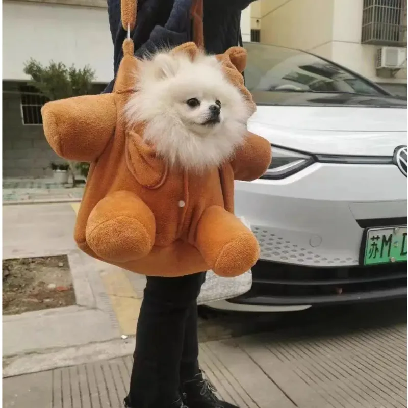 Portable Shoulder Bag Dog Bag Cartoon Kawaii Shoulder Winter Outing Warm Windproof Pet Products