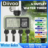 Таймер воды Diivoo, 4-зонный садовый программируемый автоматический таймер для орошения с задержкой дождя, ручной/автоматический режим полива для газона и двора