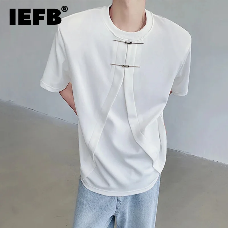 

Футболка IEFB мужская с круглым вырезом, нишевая Повседневная тенниска с коротким рукавом, свободная майка, новая мода, 9C6246, лето 2024