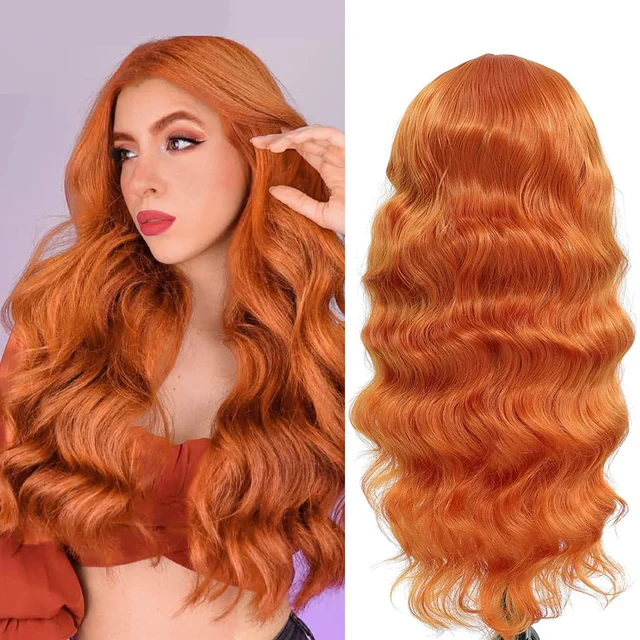 Long Body Wave Lace Front Wigs For Black Women 26 Inches  Synthetic Natural Color Middle Part Lace Hair Wigs Heat Resistant #2