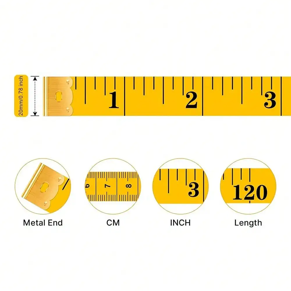 부드러운 120인치/300cm 듀얼 스케일 줄자, 신체 측정, 재봉, 재단, 천, 신체 측정용 포켓 줄자