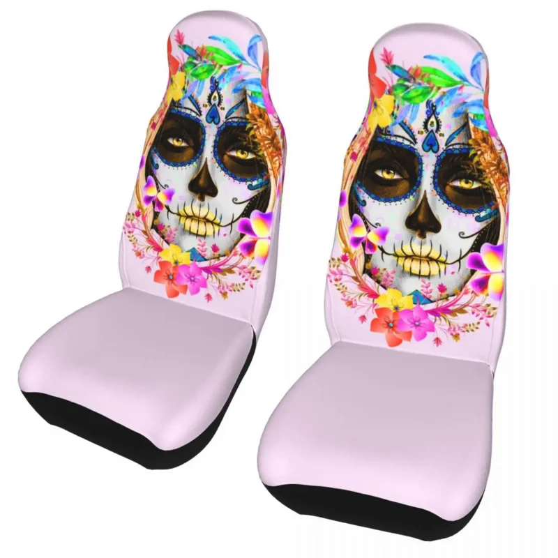 

Mexican Sugar Skull Lady Universal Cover Auto Interior Suitable For All Kinds Models Car Seats Covers Fabric Hunting