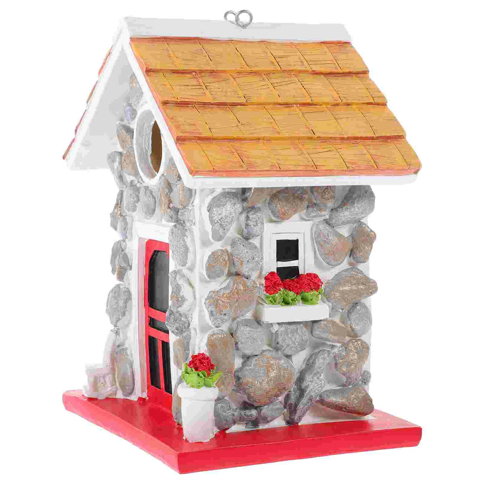 

Stone House Outdoor Hanging Nest Resin Craft Birds Home Park Pet Supplies
