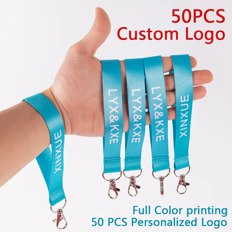 50pcs-Short-Key-Rope-With-Full-Color-Custom-Logo-Personalized-Lanyard ...