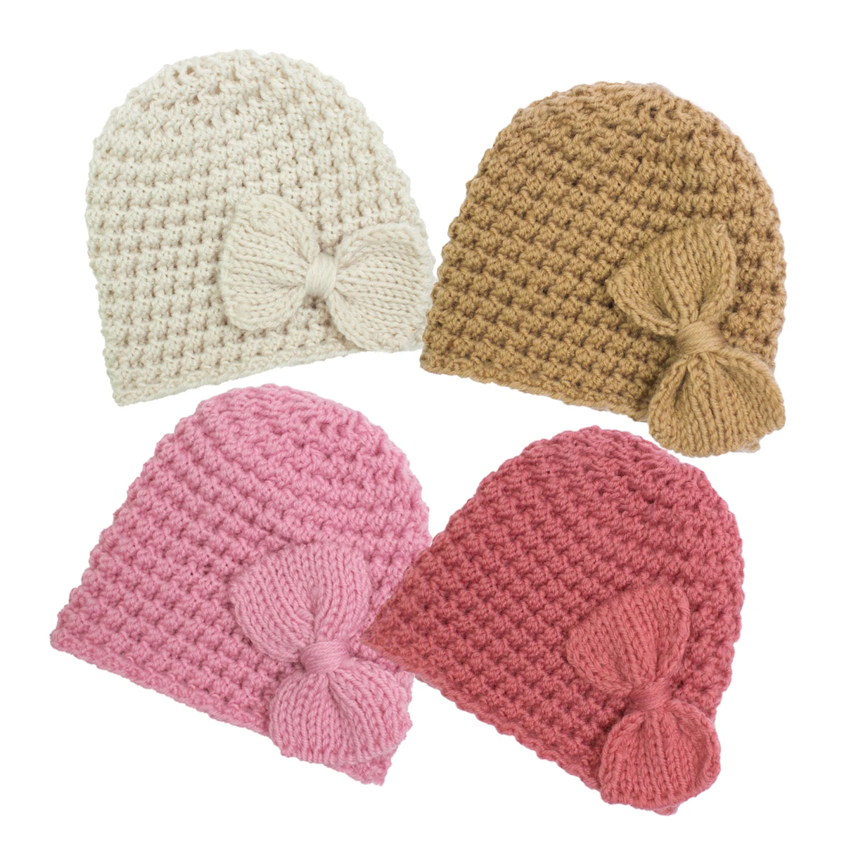 

Newborn Cute Bow Winter Knitted Beanie Corn Crocheted Warm Hat for Baby Headwrap Bowknot Knit Wool Bonnet Hats Infant Gorra Bebe