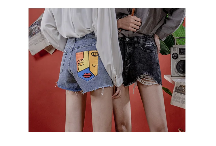 maternity shorts Jeans Shorts Women Vintage Denim Shorts Casual Trousers Women Pocket print Jeans Sexy Buttock Streetwear Hot Short Pants linen shorts