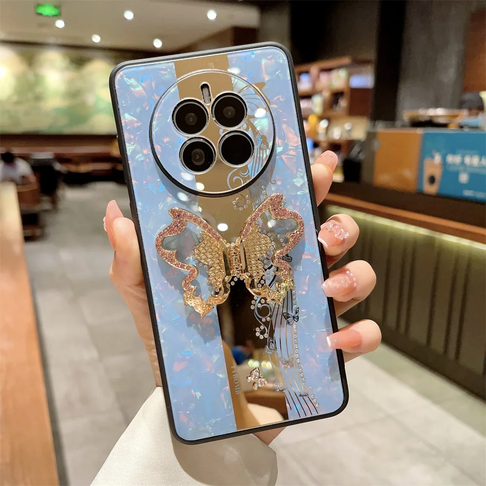 TYBOMB paillettes papillon métal pour Huawei Mate 50 Honor 60 70 Nova 9 Pro antichoc porte-anneau étui brillant_voghion.com