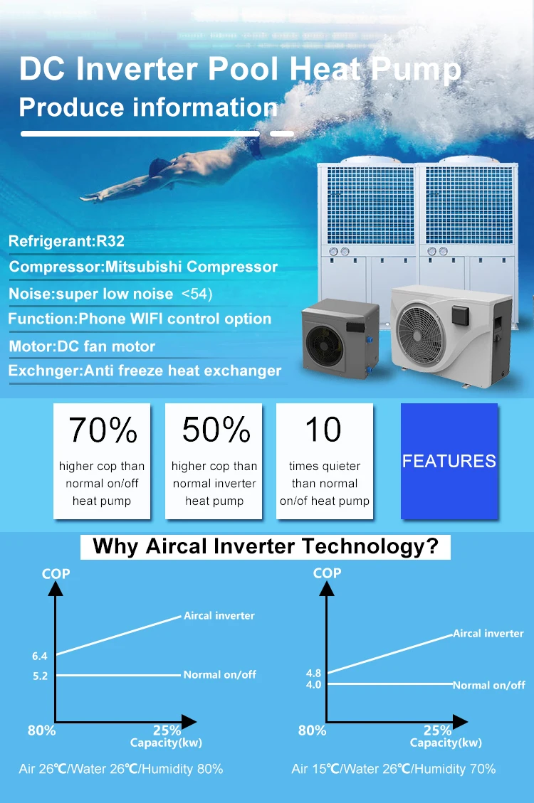 2024 Low Cost R32 Heat Pump swimming pool heater and chiller heat