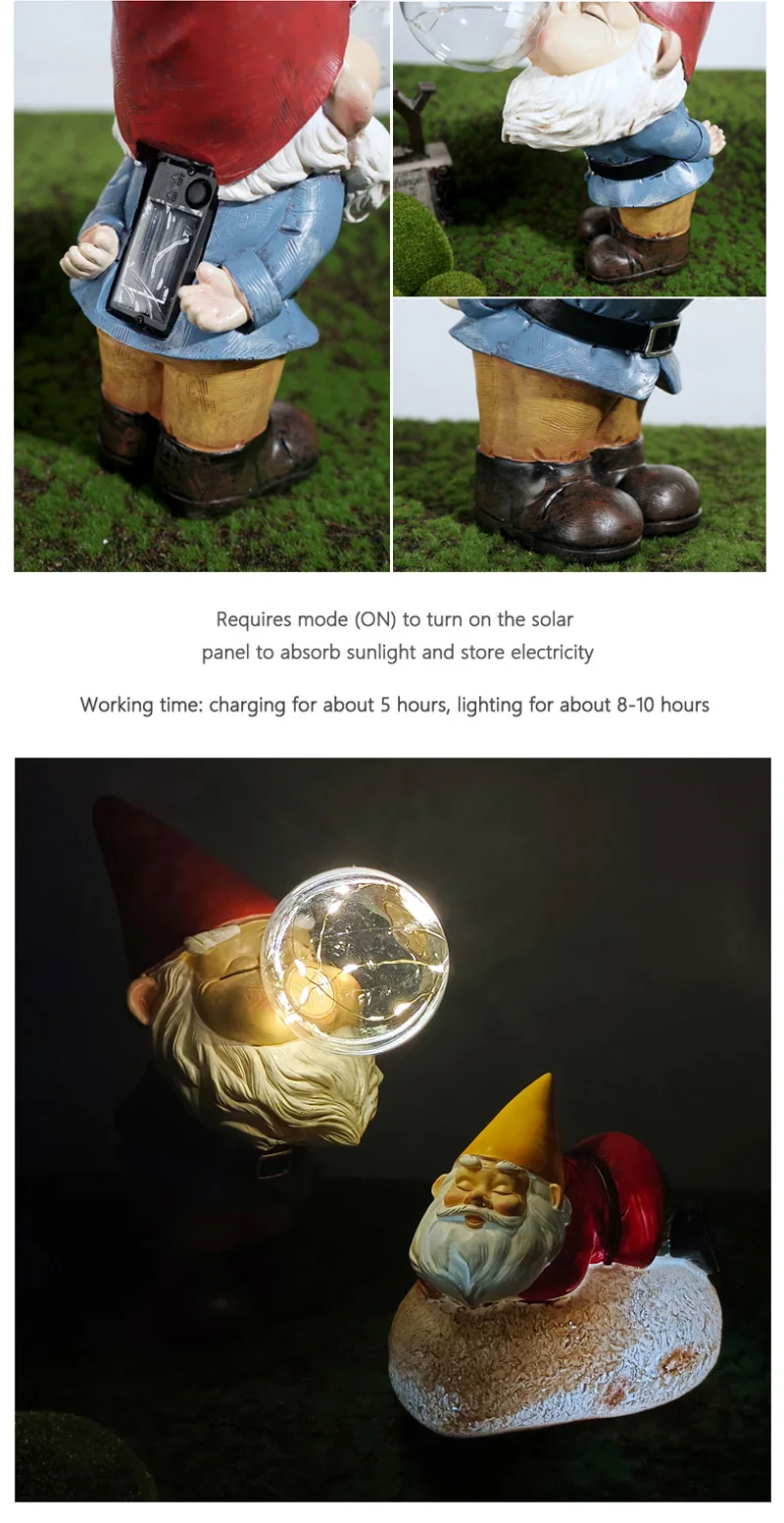 Resin Dwarf Bubble Solar Light Figurines