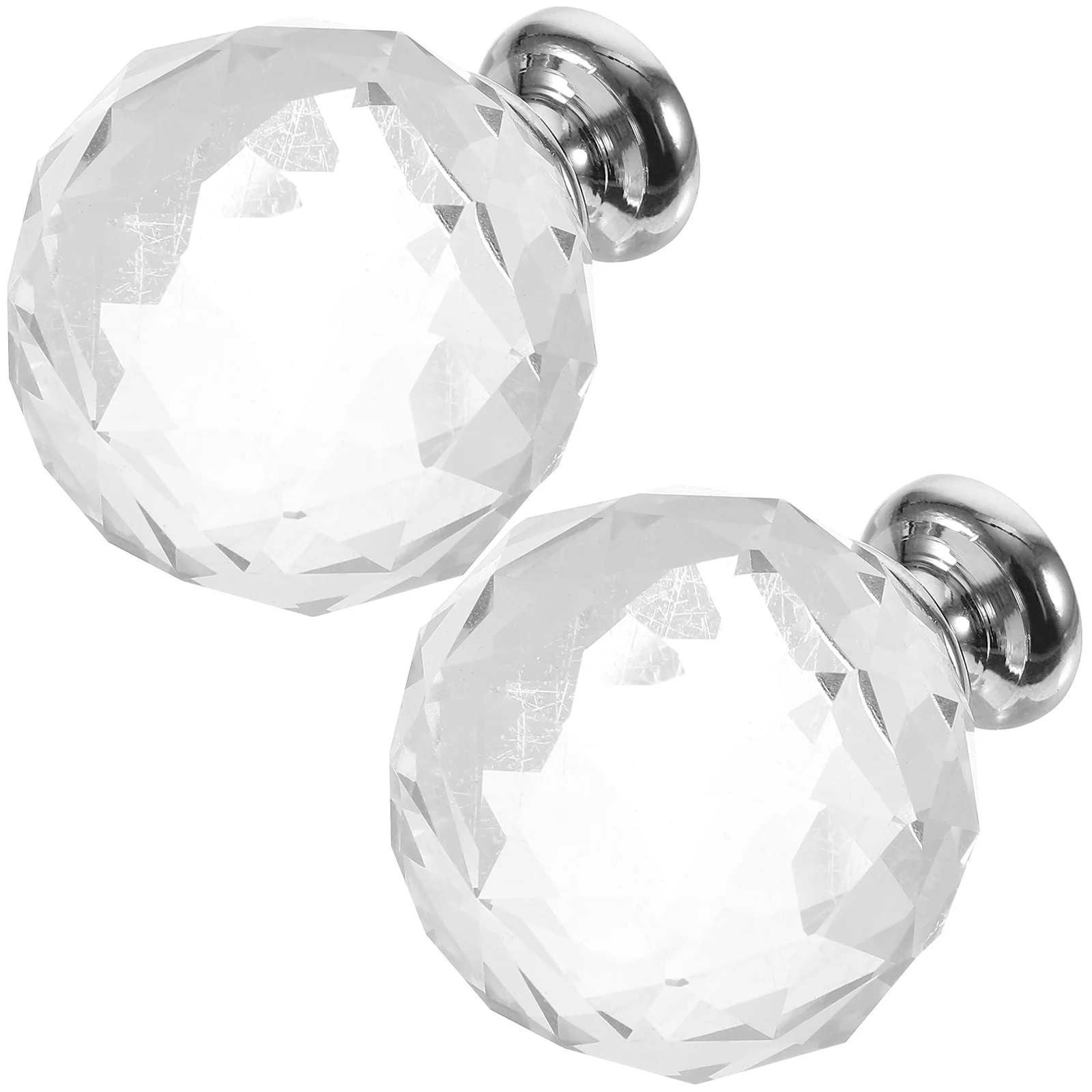 

2pcs Glass Crystal Dresser Knob Transparent Cabinet Drawer Pull Handles