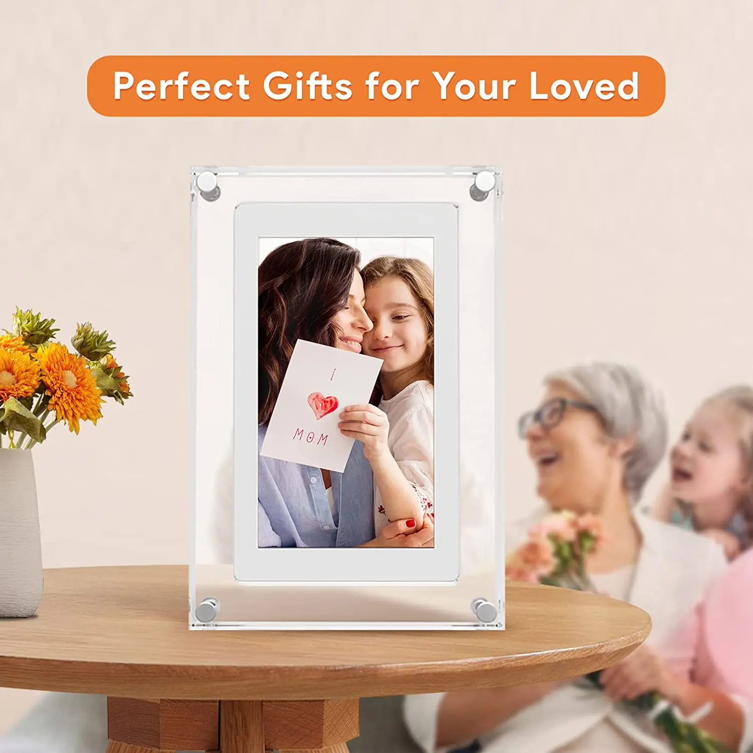 UPDATED 2G Memory 7inch Acrylic Digital Photo Frame IPS Screen Battery in NFT Display Electronic Video Picture Frame