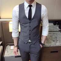 Fashion Single Breasted Suit Vests for Men Grey Black High-end Male Waistcoat Slim Fit Formal Business Casual Vest Plus Size 7XL 2