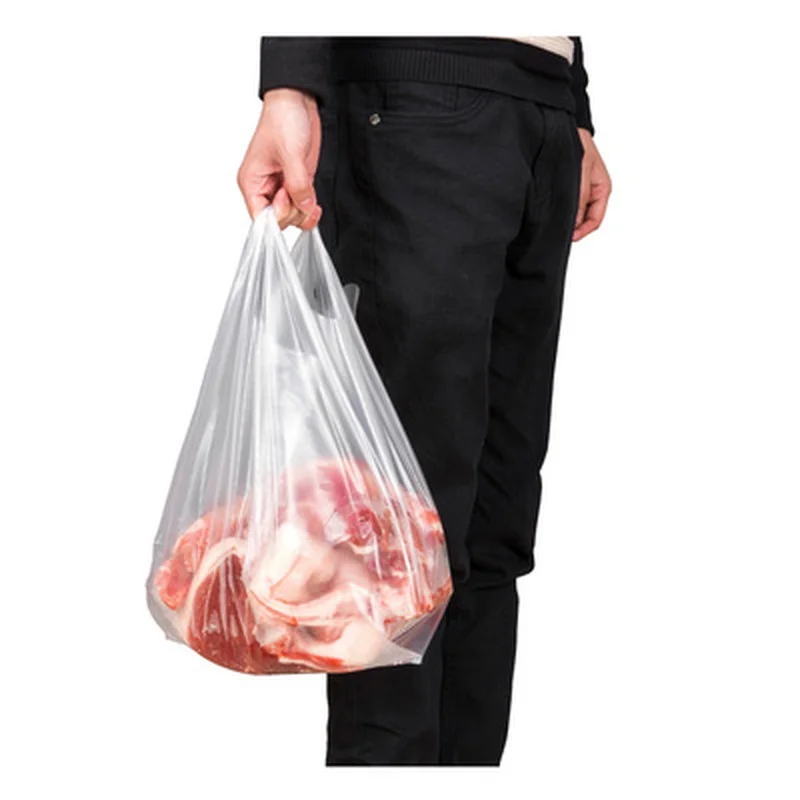 100PcsSupermarketPlasticBagsWithHandleUsefulPlasticStorage