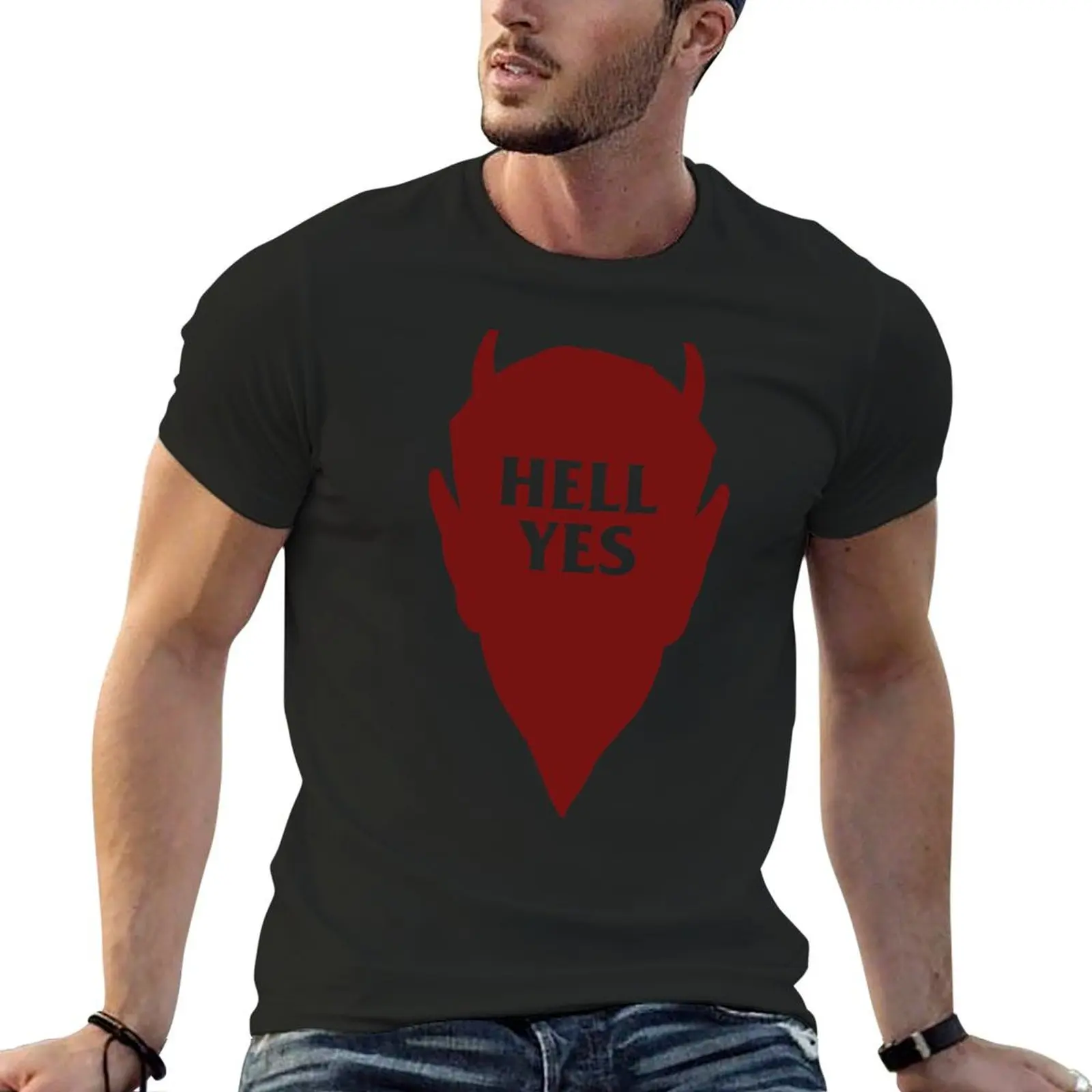 

Hell Yes Dark Humor Satan T-Shirt anime figures graphic tee shirt plain black t shirts men