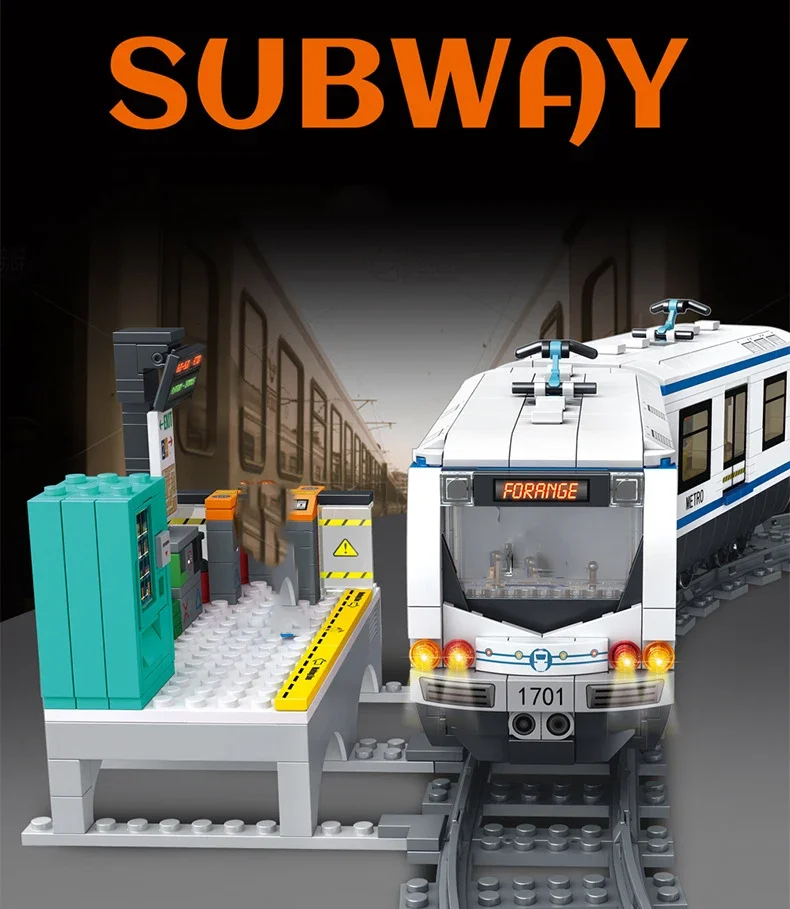 Elektrische U-Bahn Zug Stadt Auto Metro Straßenbahn Wiederaufladbare Lithium-Batterie Motor Bausteine Technische Spielzeug Für Kinder Geschenke – Detail 9