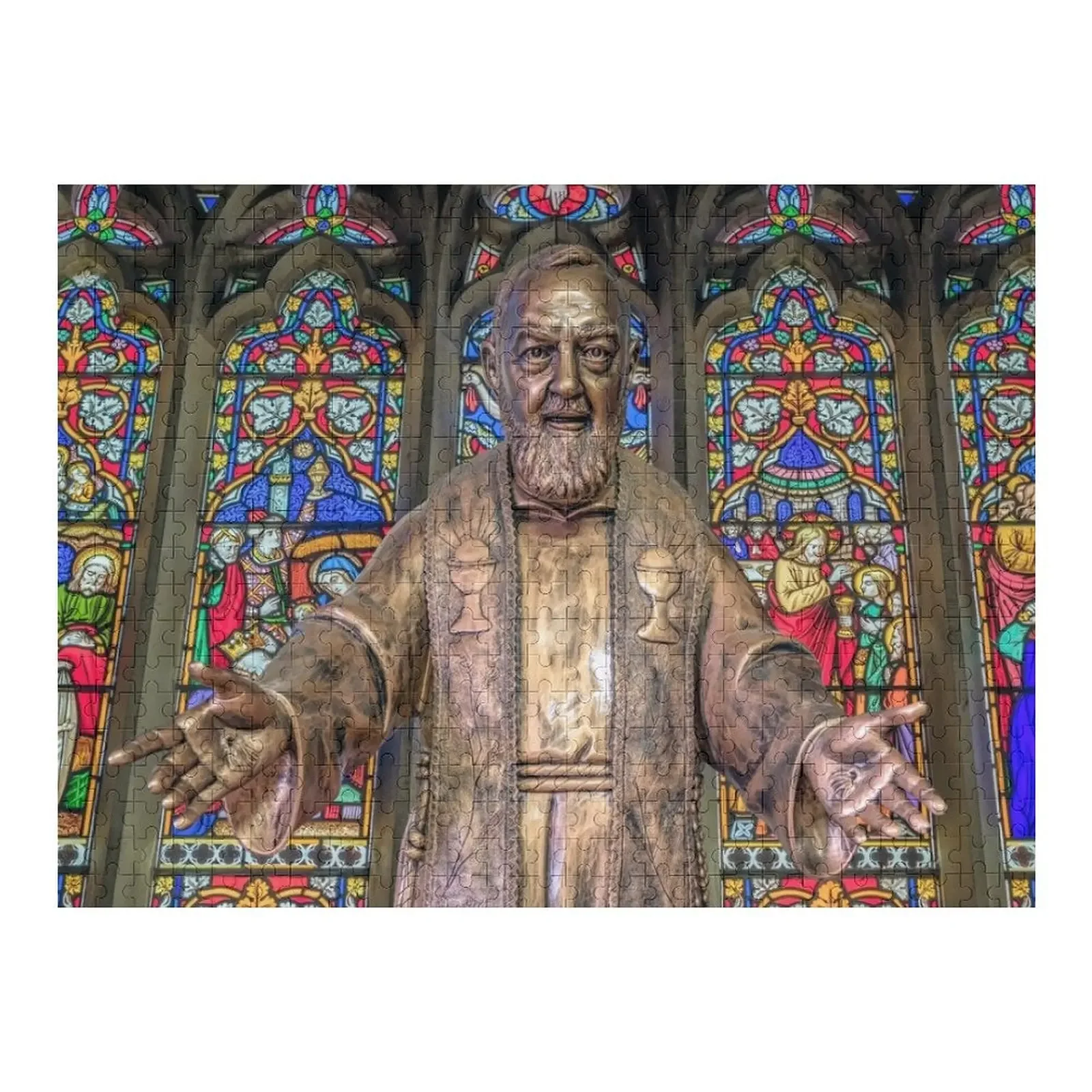 Saint Pio Jigsaw Puzzle Wood Adults Wooden Animal With Photo Puzzle