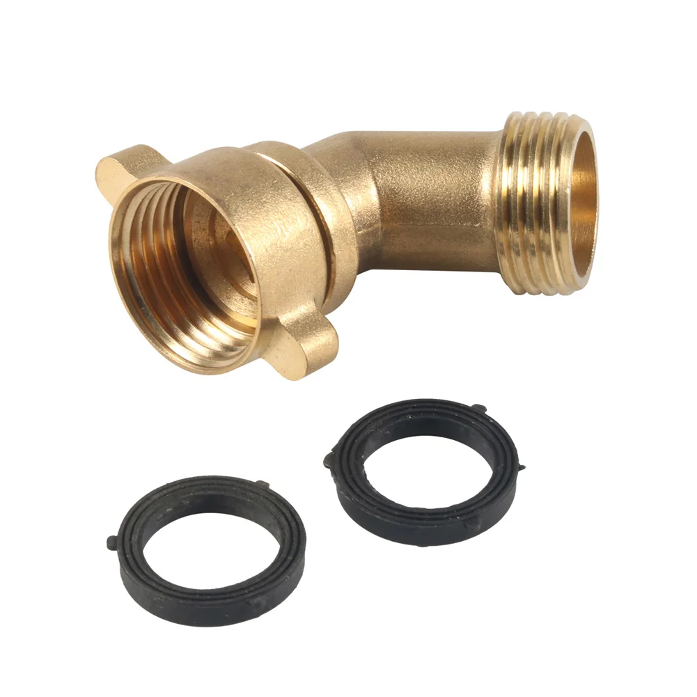 2 Pack Garden Hose Elbow Connector, 90 Degree And 45 Degree Brass Water Hose Adapter, 3/4" Brass Garden Elbow Adapter