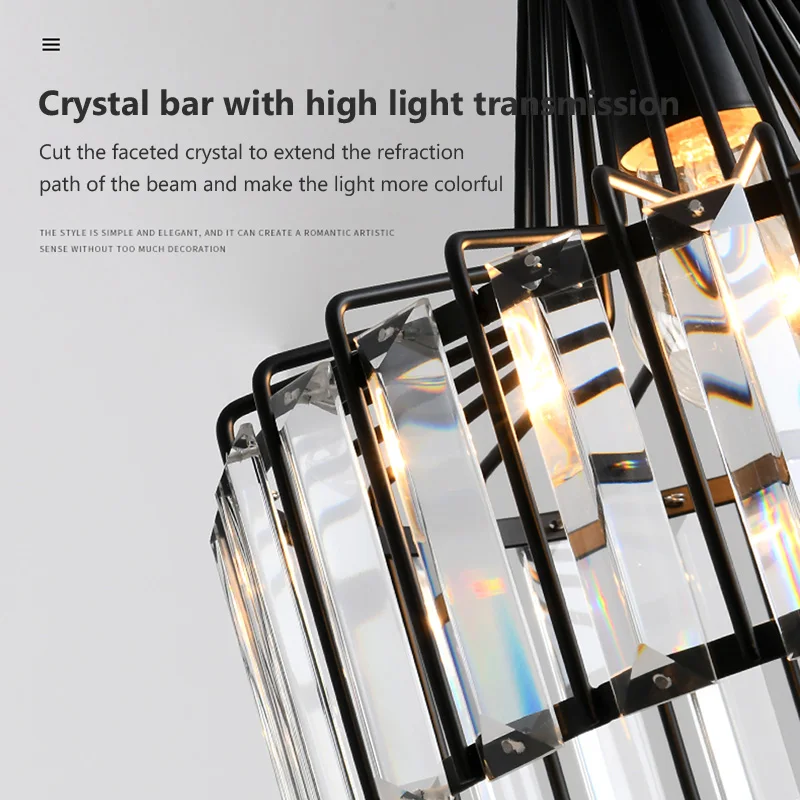 Pendant lights Vintage pendant lights Pendant lamp Nordic Crystal LED Pendant Light 1/2/3 Head Dining Room Hanging Fixture For Living Room Bedroom Indoor E27 Decor Lamp