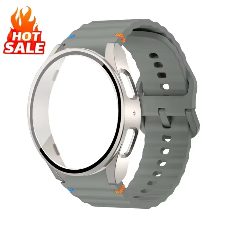 Enhanced Silicone Strap Set with Tempered Glass & Protective Case